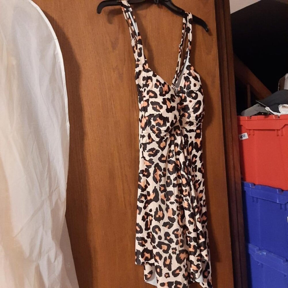 New ! Daci Leopard Spots Women Summer Dress Push Up Bra Sleeveless Tank Sz 18 W